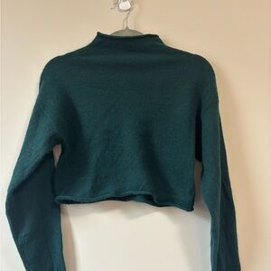 Reformation Cropped Green Cashmere Sweater